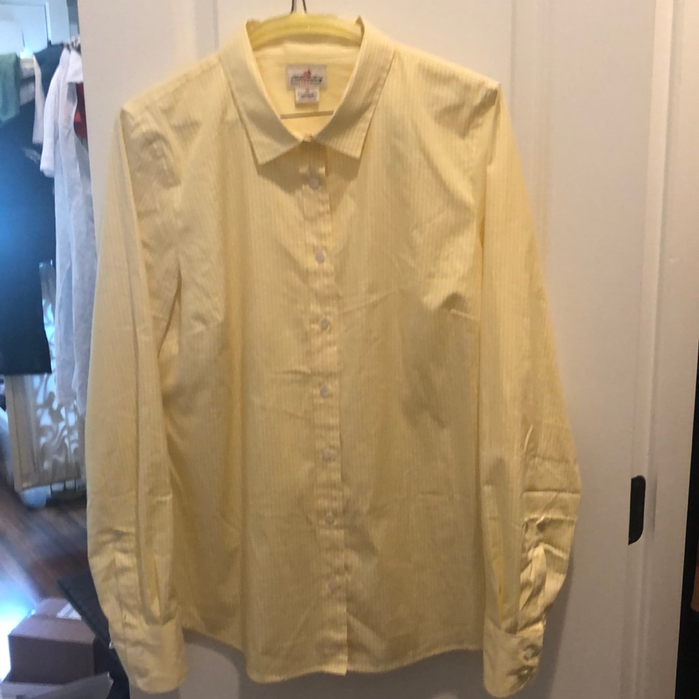 J.Crew Yellow and White Striped Oxford Blouse